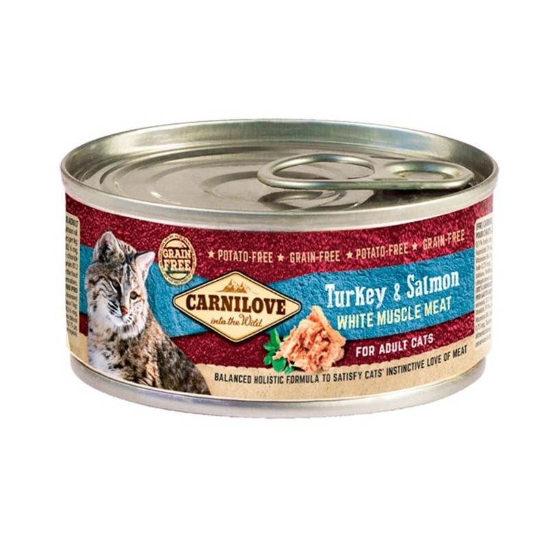 Comida Húmeda Carnilove Gato Adulto Lata Pavo y Salmón 100gr Comida Húmeda Carnilove Gato Adulto Lata Pavo y Salmón 100gr