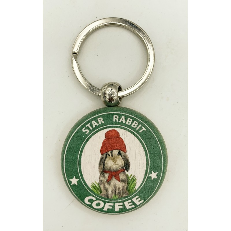Llavero madera Star Rabbit Coffee 4cm
