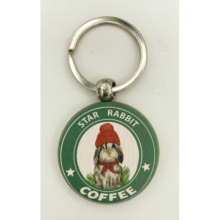 Llavero madera Star Rabbit Coffee 4cm