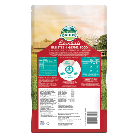 Pienso Oxbow Essentials Hámsters y Jerbos 425gr trasera