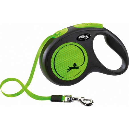 Correa Flexi New Neón Cinta Enrollable Mediana 5m verde