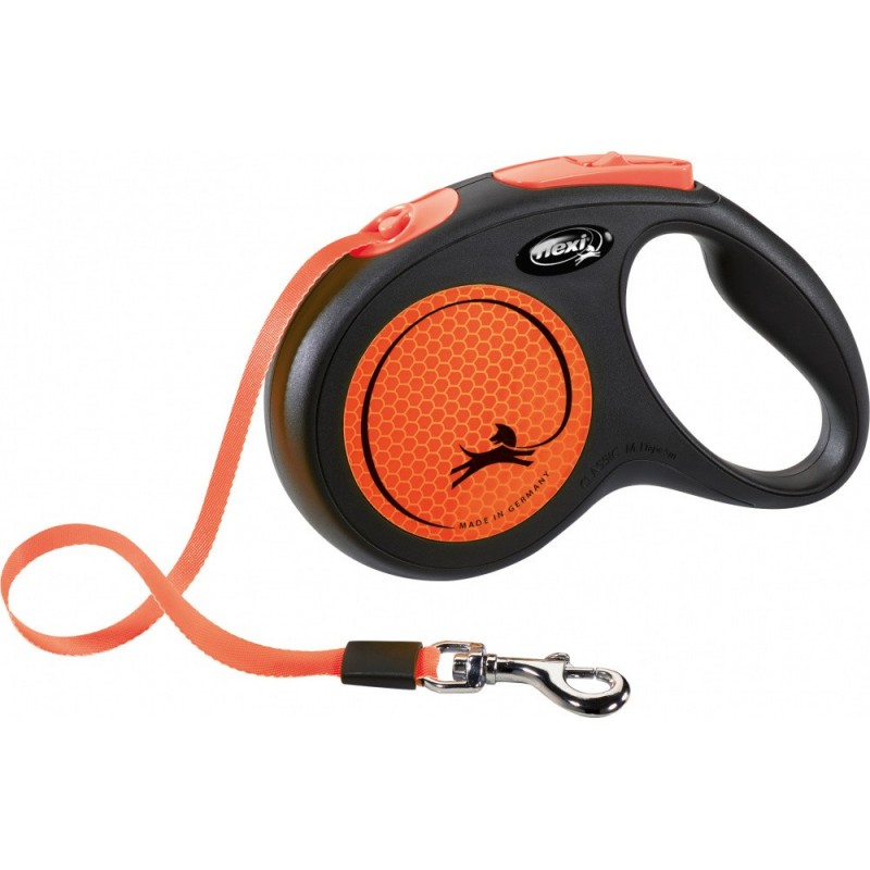 Correa Flexi New Neón Cinta Enrollable Pequeña 5m naranja Correa Flexi New Neón Cinta Enrollable Pequeña 5m naranja