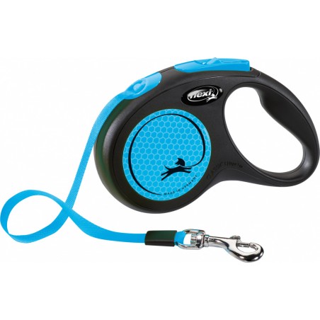 Correa Flexi New Neón Cinta Enrollable Mediana 5m azul