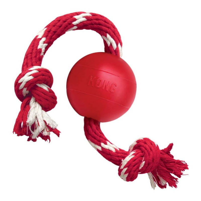 Juguete Kong Ball with Rope Rojo Tamaño S Juguete Kong Ball with Rope Rojo Tamaño S