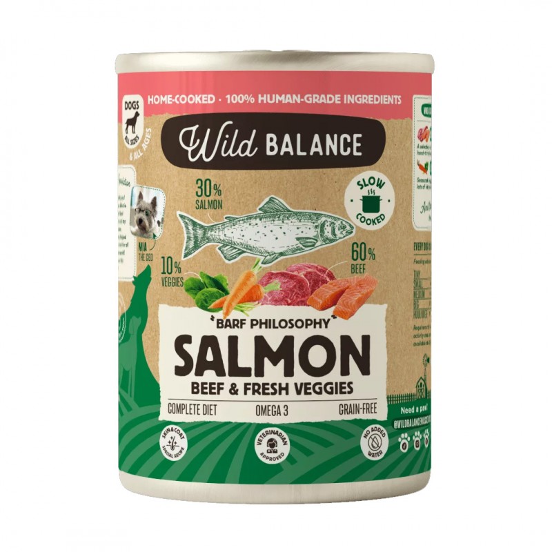 Lata salmón y ternera con verduras para perro Lata salmón y ternera con verduras para perro