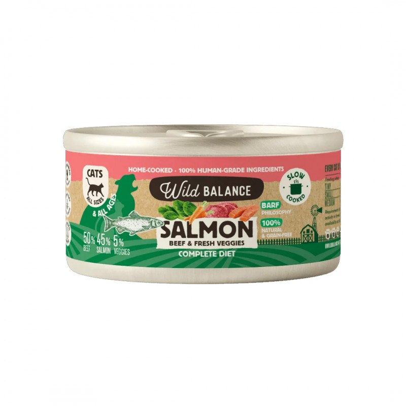 Lata de salmón y ternera para gatos Lata de salmón y ternera para gatos