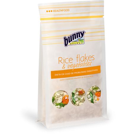 Copos de arroz y verduras